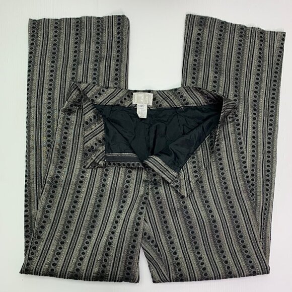 Alberto Makali Trousers NWT Size 12 Deco Tapestry Black Silver Dress Pants - Picture 1 of 8